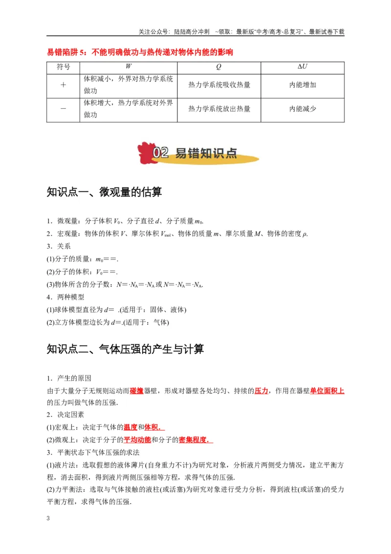 《易错点15气体状态变化引起的内能改变问题（5陷阱点4考点4题型）（学生版）_04-物理-高考总复习_专项复习_2025年_2025年高考物理易错题汇总重难点题型举一反三专项训练_资料》第3页预览