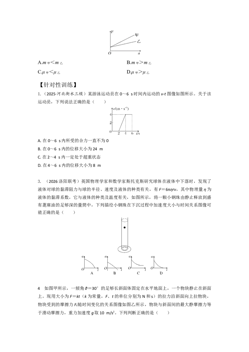 《易错点3.9动力学图像信息（学生版）_04-物理-高考总复习_一轮复习_2026年-物理高考一轮复习_92026年高考物理一轮复习易错点解读和针对训练》第2页预览