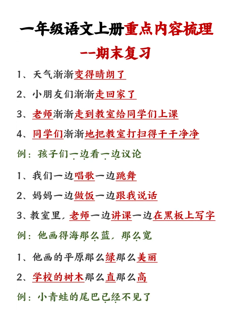 《11.24一年级语文上册重点预习内容梳理1_1年级上册同步教辅_1上语文_一上语文-预习+复习资料》第2页预览