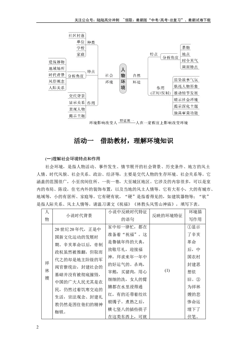 《板块2小说阅读课时8　分析环境描写——研读“风景”，聚焦人物_一轮复习_2024年_2024高考语文大一轮复习课件讲义新人教版知识总结_2024年高考语文一轮复习讲义（部编新高考版）》第2页预览