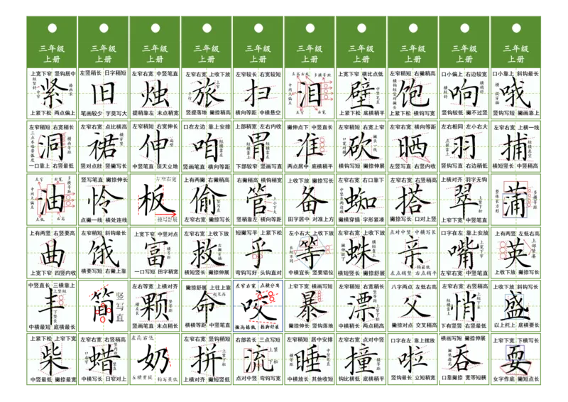 《三年级同步精讲字卡（共10页）_2025秋小学语数英热门学习资料合集》第2页预览