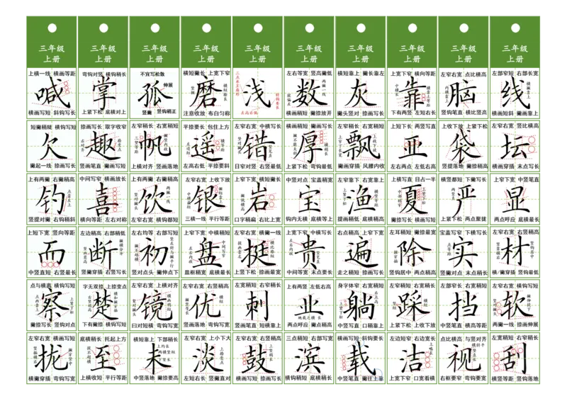《三年级同步精讲字卡（共10页）_2025秋小学语数英热门学习资料合集》第3页预览