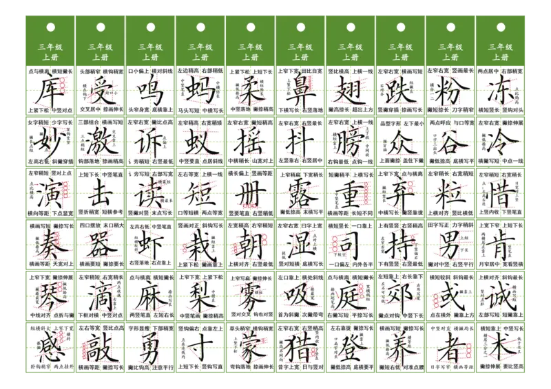 《三年级同步精讲字卡（共10页）_2025秋小学语数英热门学习资料合集》第4页预览