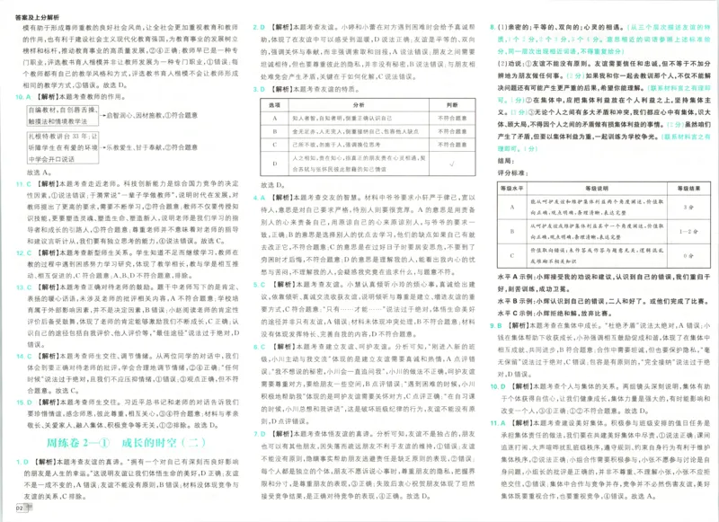 《答案_2027版初中《必刷题》真题分类周周练（道法）》第4页预览