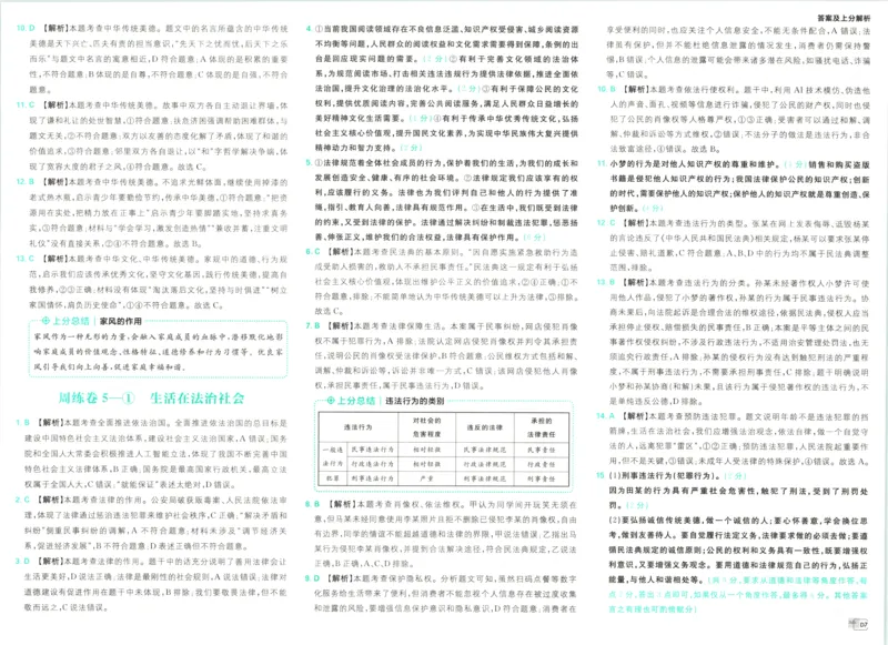 《答案_2027版初中《必刷题》真题分类周周练（道法）》第9页预览