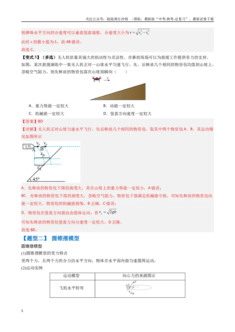 《抢分秘籍04曲线运动（抛体运动、圆锥摆模型、绳球和杆球模型等）（四大题型）（教师版）_04-物理-高考总复习_专项复习_2025年_2025年高考物理抢押秘籍（安徽专用）》第5页预览