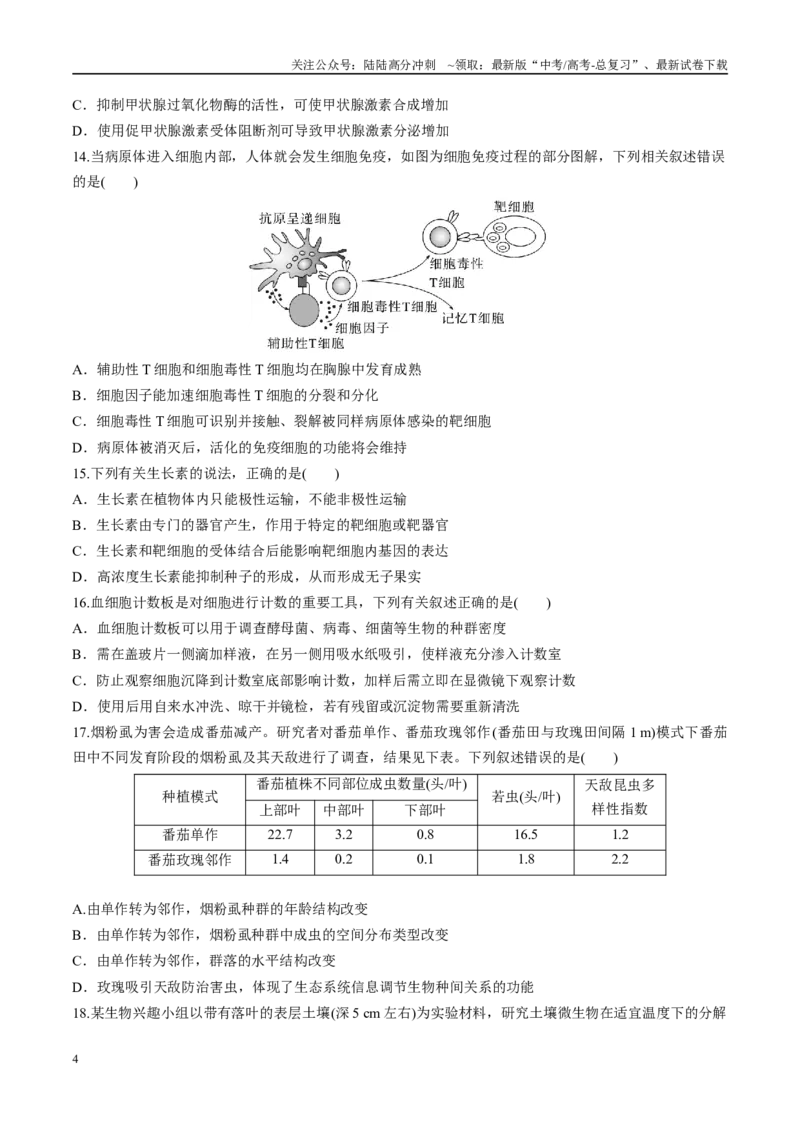 《模拟卷02（新疆、西藏专用）（考试版）_06-生物-高考总复习_专项复习_2025年_2025年高考生物模拟卷（新疆、西藏专用）8套》第4页预览
