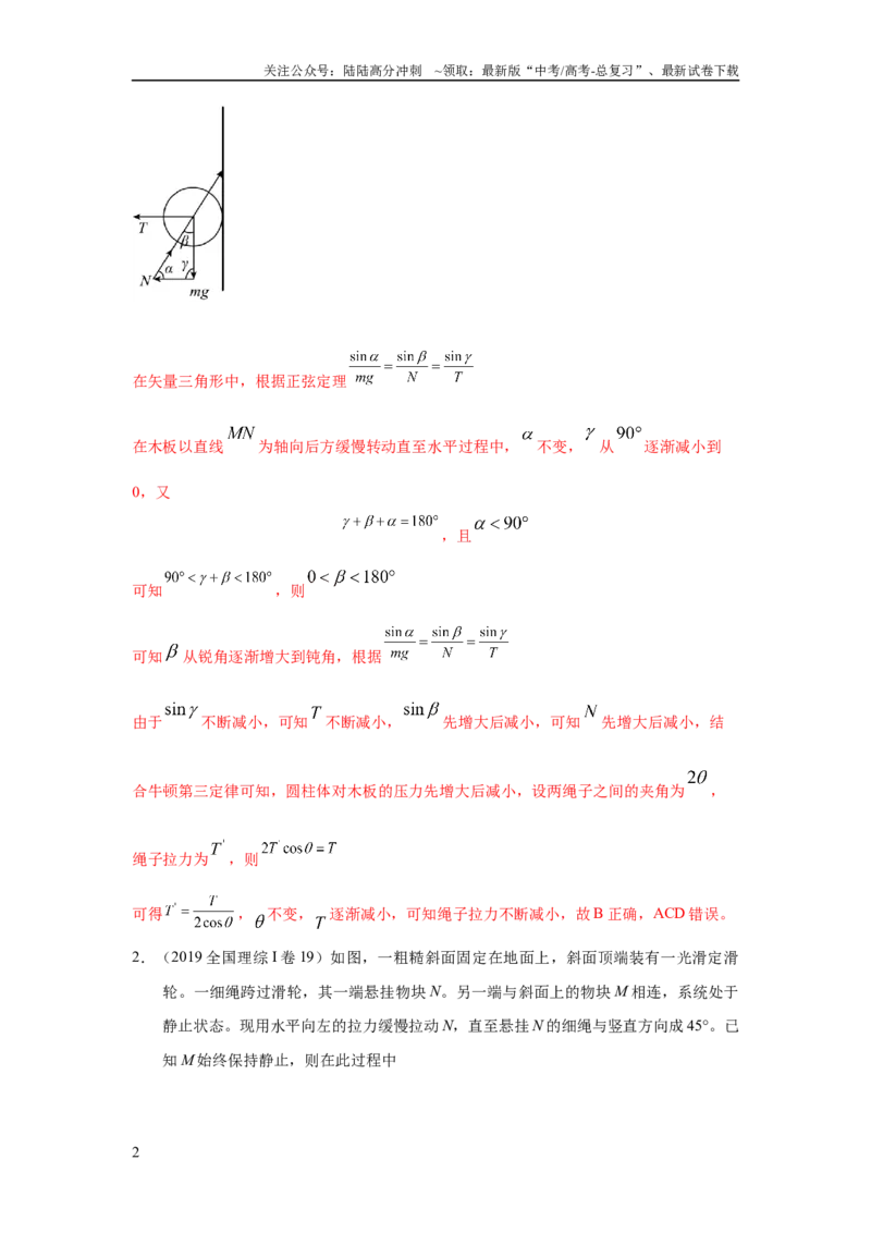 《模型7动态平衡模型（解析版）_04-物理-高考总复习_二轮复习_2024年_2024高考物理二轮复习80模型最新模拟题专项训练_资料_教师版（含答案解析）》第2页预览