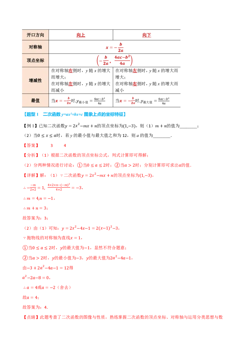 《专题26.3二次函数的图象和性质（提高篇）（举一反三讲义）数学新教材人教版九年级上册（解析版）_26秋初中教辅资料_26秋《举一反三》系列_2026秋《举一反三》9上数学（人教）》第2页预览
