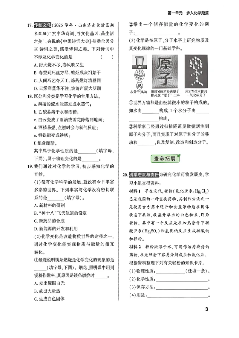 《八年级化学练测考_2027版初中《练测考》8年级全一册（化学）（鲁教）(1)》第8页预览