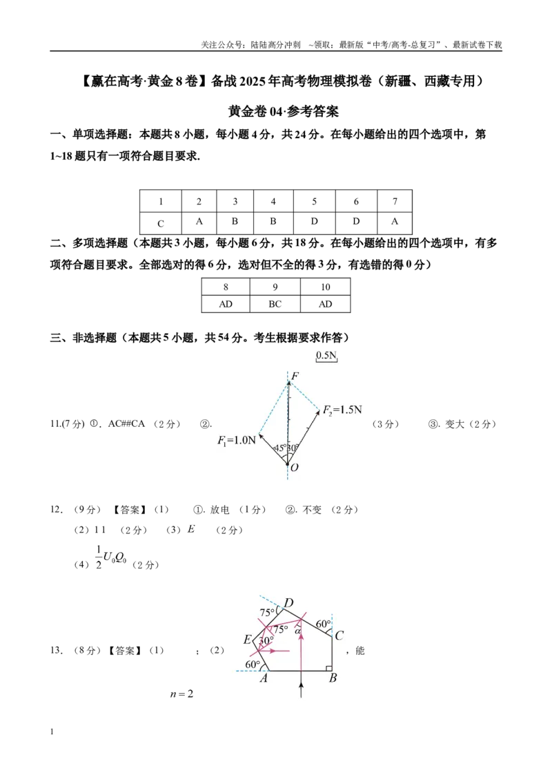 《模拟卷04（新疆、西藏专用，新高考卷）（参考答案）_04-物理-高考总复习_专项复习_2025年_2025年高考物理模拟卷（新疆、西藏专用）8套》第1页预览