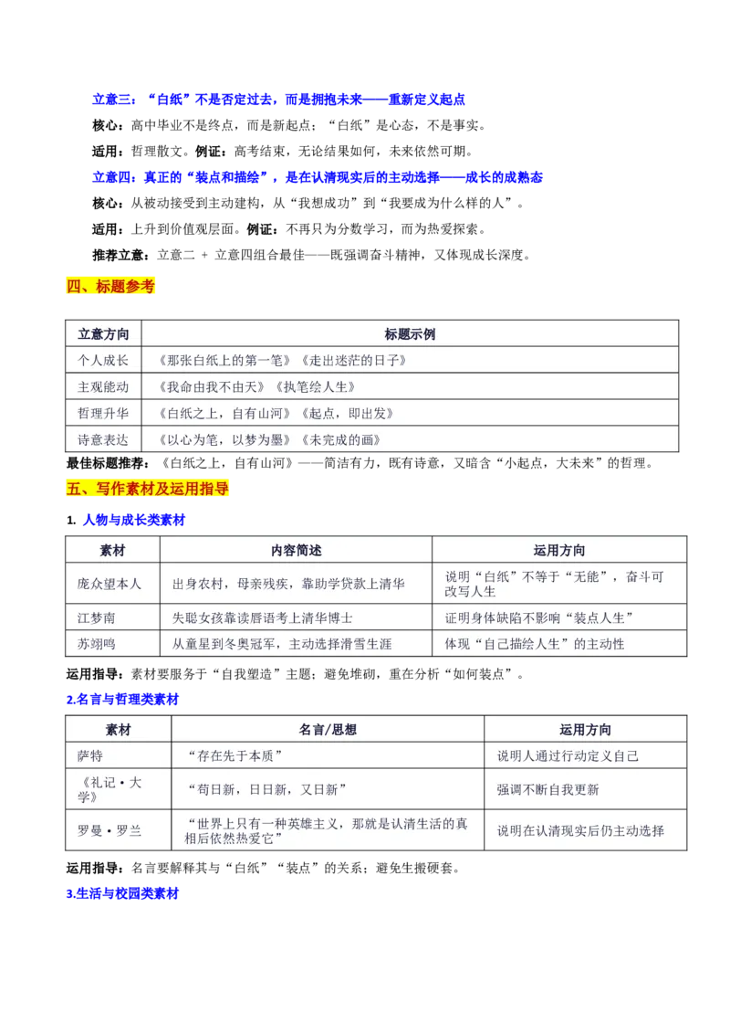 《河北省NT20名校联合体联考“博士生庞众望在清华大学新生开学典礼的发言：白纸之上，自有山河”_专项复习_2026年-语文专项复习_582026年高考语文各地名校模考卷作文导写》第3页预览