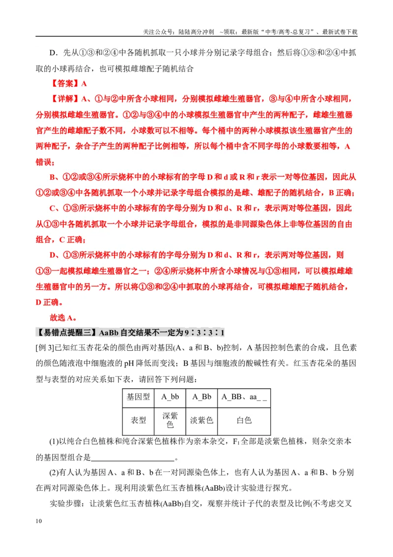 《易错点08遗传规律常见易错思维（6大陷阱）（教师版）_06-生物-高考总复习_专项复习_2025年_2025年高考生物考试易错题（新高考通用）》第10页预览