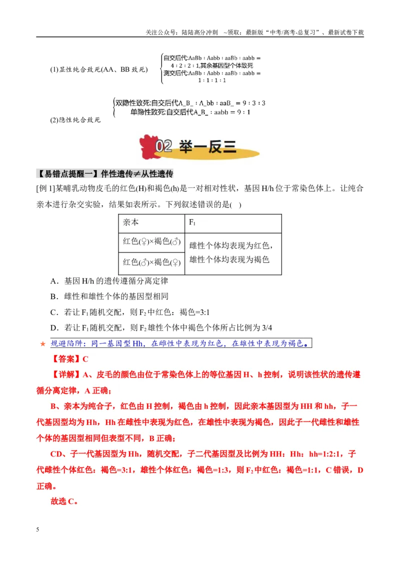 《易错点08遗传规律常见易错思维（6大陷阱）（教师版）_06-生物-高考总复习_专项复习_2025年_2025年高考生物考试易错题（新高考通用）》第5页预览