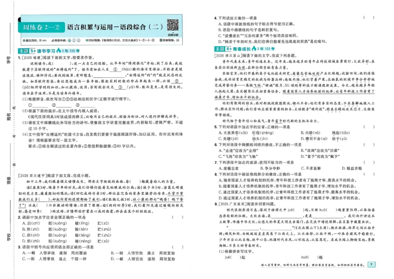 《语文周周练A3_2027版初中《必刷题》真题分类周周练（语文）》第10页预览