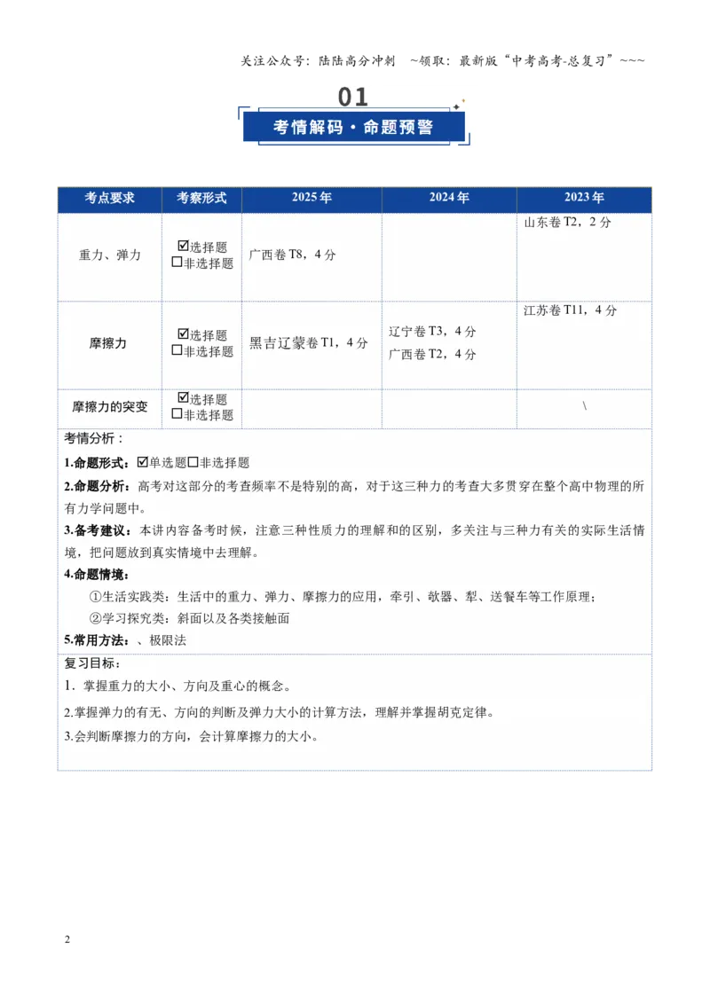《第05讲重力、弹力、摩擦力第（复习讲义）（湖南专用）（学生版）_04-物理-高考总复习_一轮复习_2026年-物理高考一轮复习_2026年高考物理一轮课件+讲义+练习（湖南专用）-G331》第2页预览