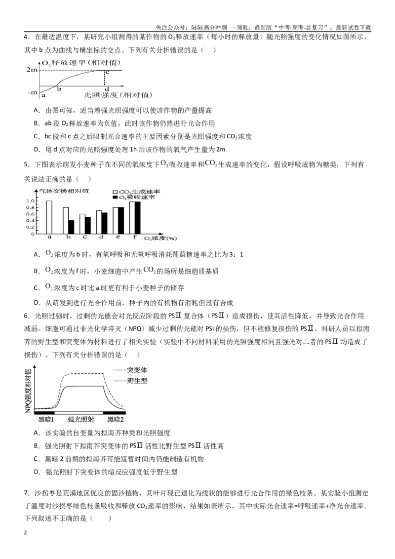 《热点专题02提高农作物产量（原卷版）_06-生物-高考总复习_专项复习_2024年_2024年高考生物消灭易错和热点专题必刷练_资料》第2页预览