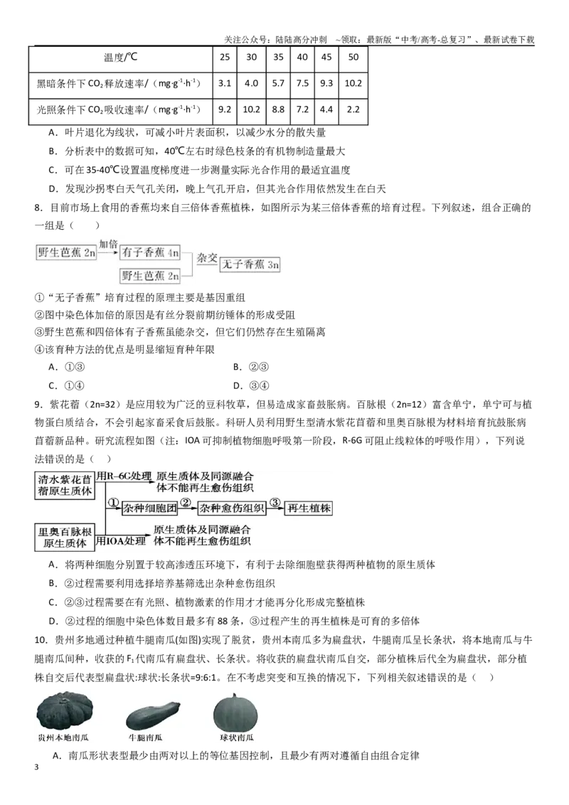 《热点专题02提高农作物产量（原卷版）_06-生物-高考总复习_专项复习_2024年_2024年高考生物消灭易错和热点专题必刷练_资料》第3页预览