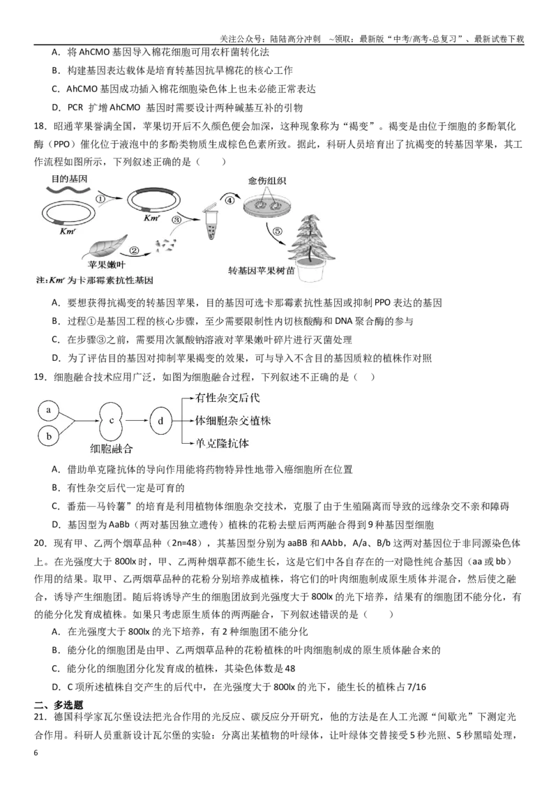 《热点专题02提高农作物产量（原卷版）_06-生物-高考总复习_专项复习_2024年_2024年高考生物消灭易错和热点专题必刷练_资料》第6页预览