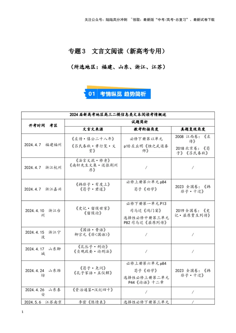 《专题03文言文阅读（解析版）（新高考通用）_专项复习_2025年_2024年高考二模试题分类汇编语文新高考通用》第1页预览