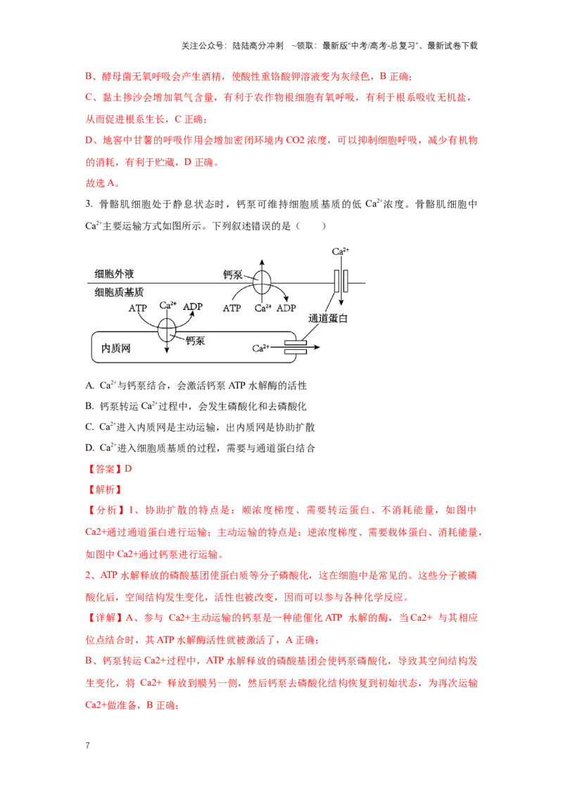 《生物（九省联考真题完全解读，安徽卷）-2024年1月“九省联考”真题完全解读与考后提升_06-生物-高考总复习_专项复习_2024年_2024高考生物1月九省联考猜想卷真题汇编完全解读》第7页预览