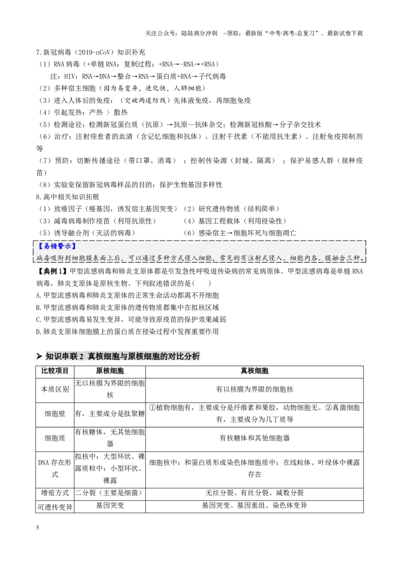 《第02讲细胞的基本结构、功能和物质进出细胞的方式（讲义）（学生版）_06-生物-高考总复习_二轮复习_2025年_2025年高考生物二轮复习课件+讲义+练习（新高考通用）》第5页预览