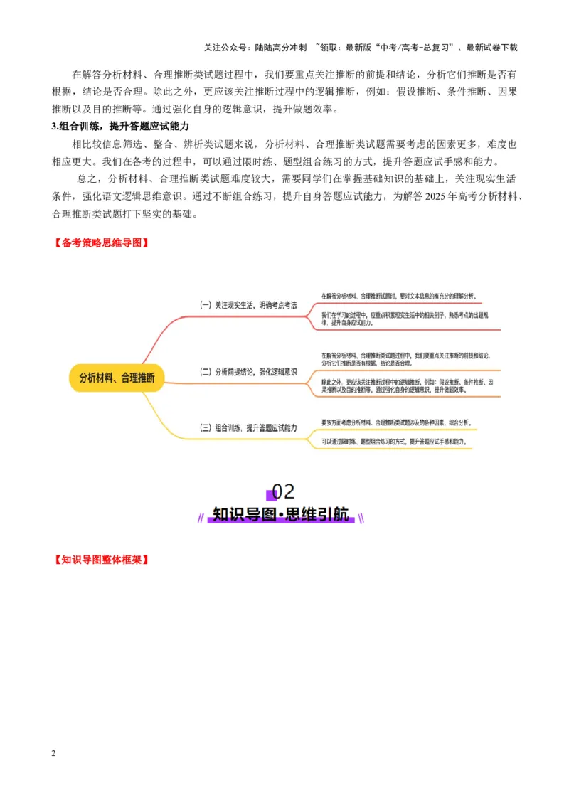 《第02讲分析材料、合理推断（讲义）学生版_一轮复习_2025年_2025年高考语文一轮复习讲义+练习+课件（新教材新高考）_信息类文本阅读》第2页预览