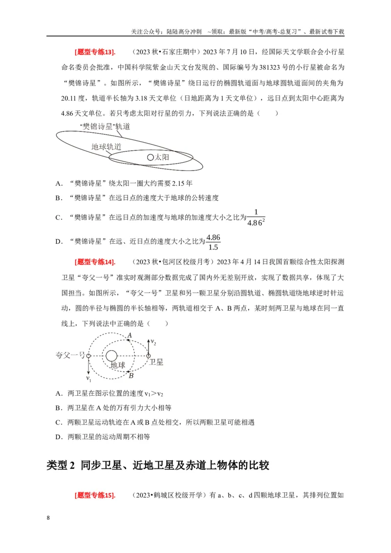 《专题08天体运动（原卷版）_04-物理-高考总复习_专项复习_2024年_2024高考物理热点知识清单题型讲练高考复习全国通用_资料》第8页预览