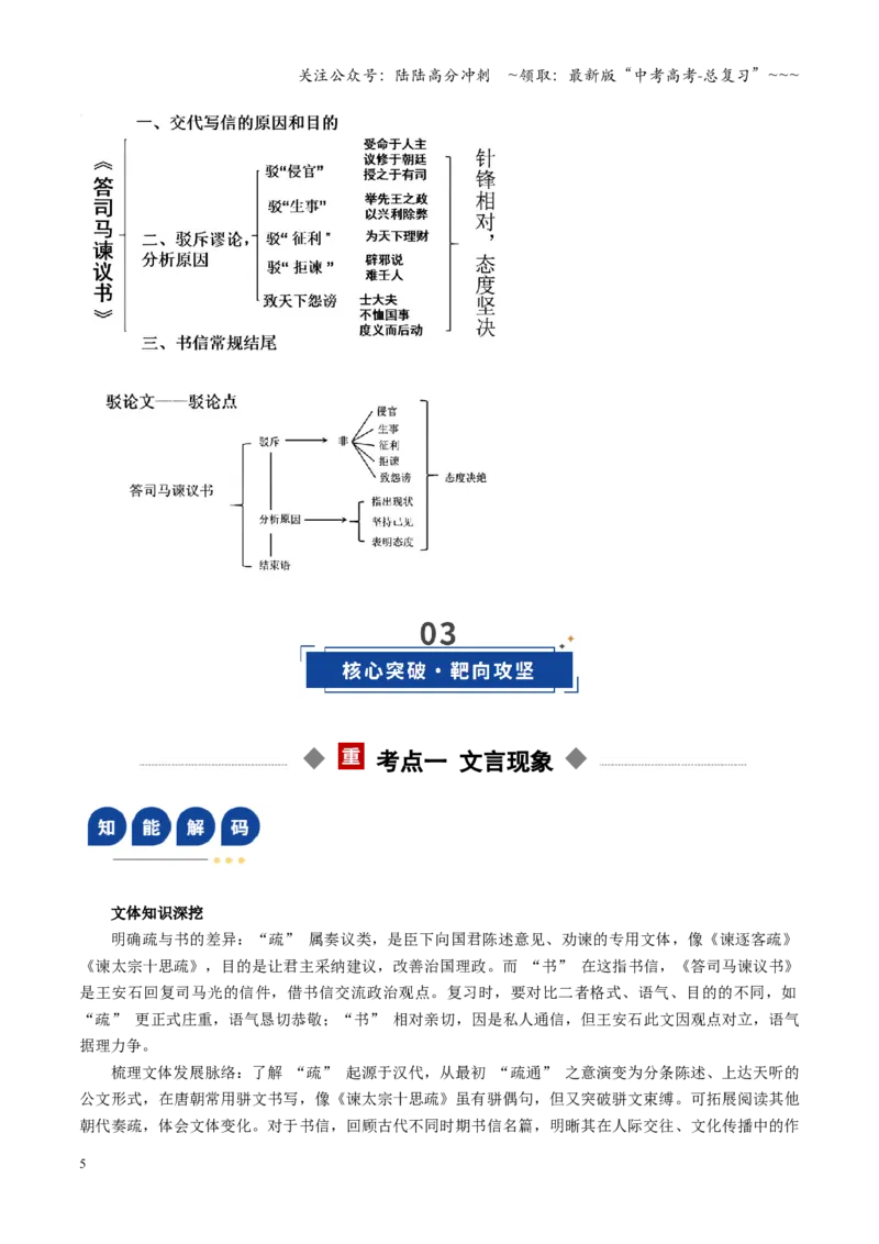 《第05讲《谏逐客疏》《谏太宗十思疏》《答司马谏议书》（复习讲义）（全国通用）（学生版）_一轮复习_2026年-语文一轮复习_2026年高考语文一轮复习讲义+练习+课件（新教材新高考）-G55》第5页预览