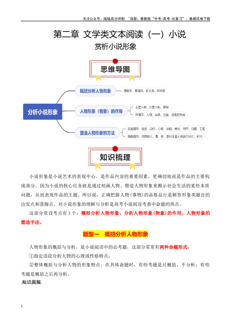 《专题02：赏析小说形象（学生版）_一轮复习_2025年_2025年高考语文一轮复习知识清单（全国通用）》第1页预览