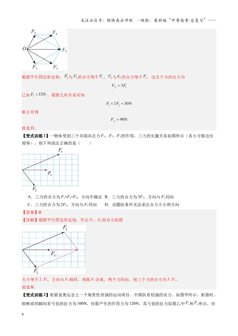 《第06讲力的合成与分解（复习讲义）（福建专用）（教师版）_04-物理-高考总复习_一轮复习_2026年-物理高考一轮复习_2026年高考物理一轮课件+讲义+练习（福建专用）-G328》第9页预览