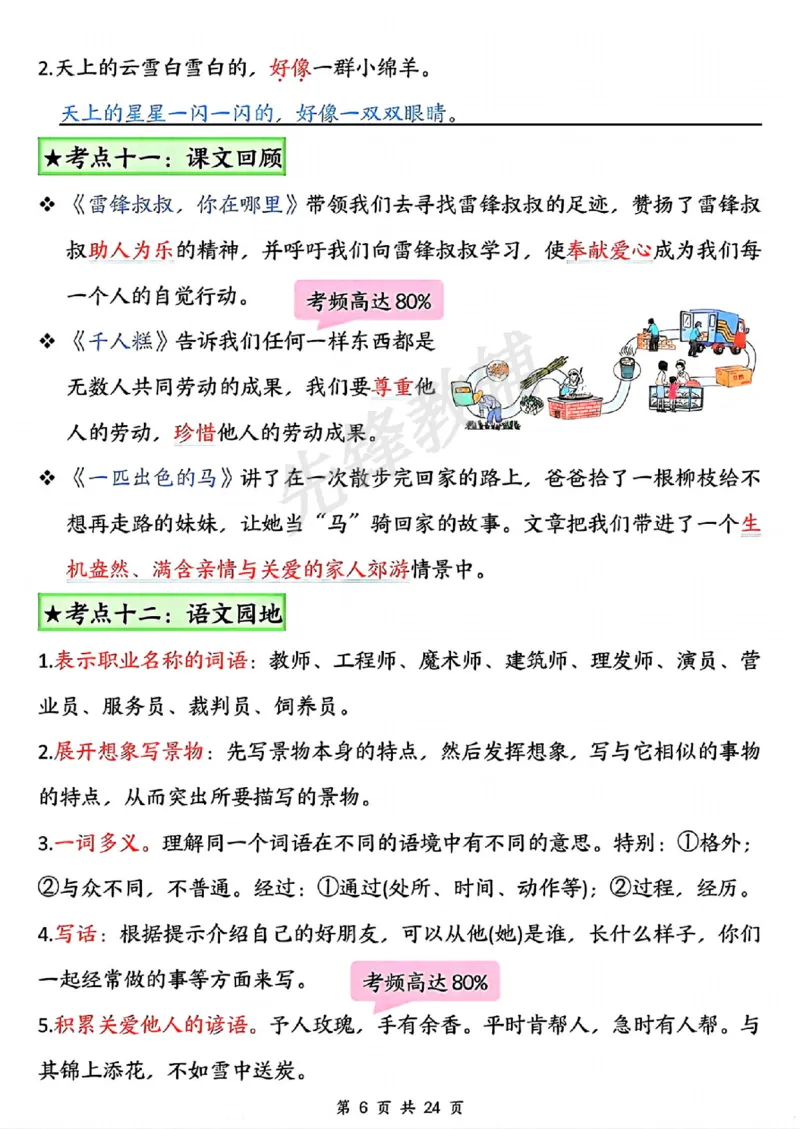 《B20105二年级（下）语文18单元高频考点总结_纯图版(微信564455174)_2年级下册同步教辅_2下-语文_二下语文-重点必备资料》第6页预览
