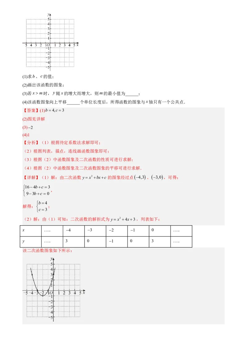《人教2026版初中《暑假预习讲义》第10讲二次函数y=ax²+bx+c的图象和性质(解析版)_26秋初中教辅资料_26秋初中《暑假预习》_（数学）2026版初中《暑假衔接讲义》新9年级上册（人教）》第5页预览