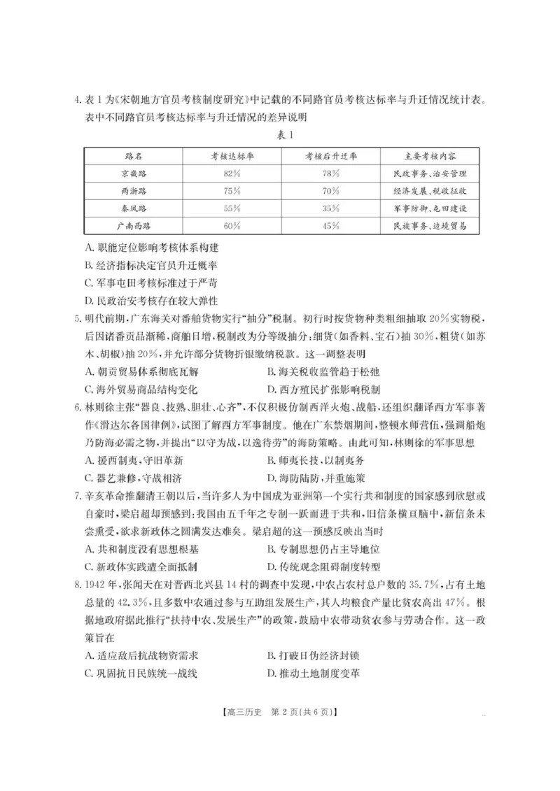 《内蒙古名校2026届高三上学期8月开学教学质量检测试题历史含答案_2025-20264机构联考_金太阳_250827内蒙古金太阳2025-2026学年度高三名校教学质量检测（全科）》第2页预览