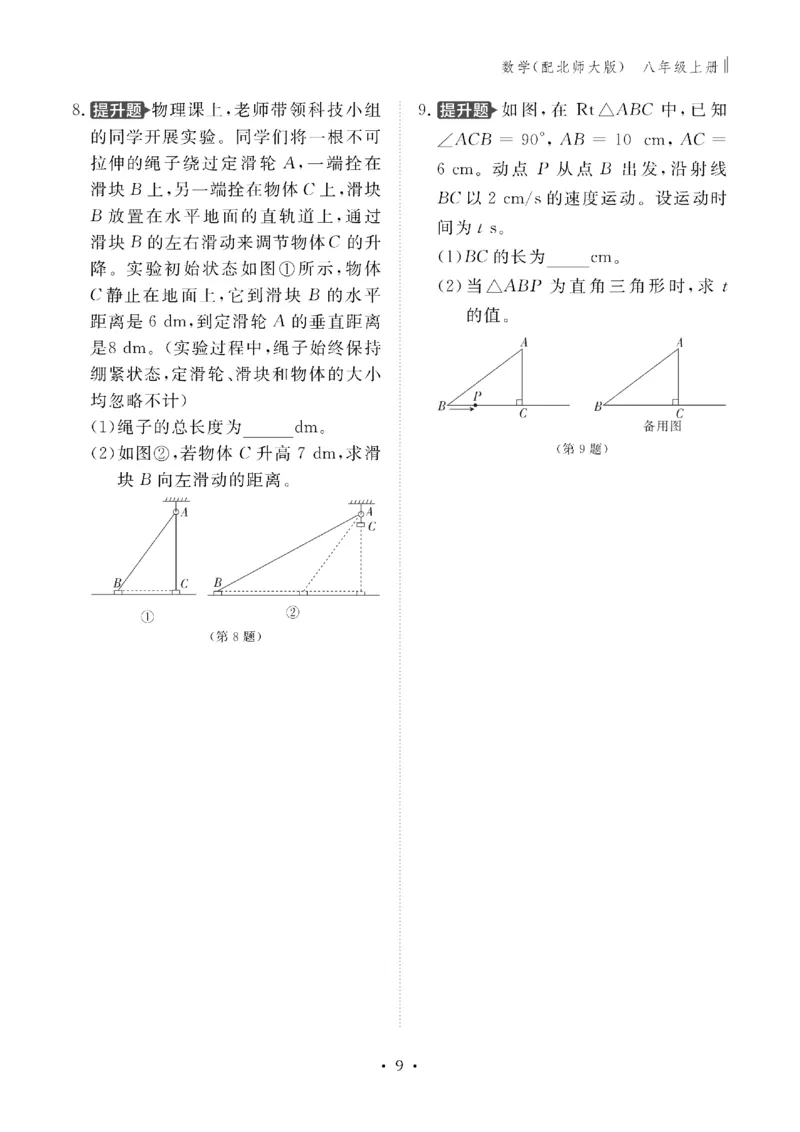 《2027《初中同步智慧作业本》数学8上(BSD)_2027版初中《同步智慧作业本》8年级上册（语数外）（人教）》第9页预览
