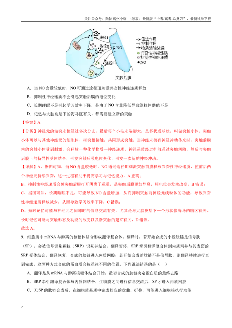 《生物（山东卷）（全解全析）_06-生物-高考总复习_专项复习_2025年_2025年高考第一二三次模拟卷（多地区）生物_2025年高考生物第三次模拟考试21套_生物（山东卷）_生物（山东卷）》第7页预览