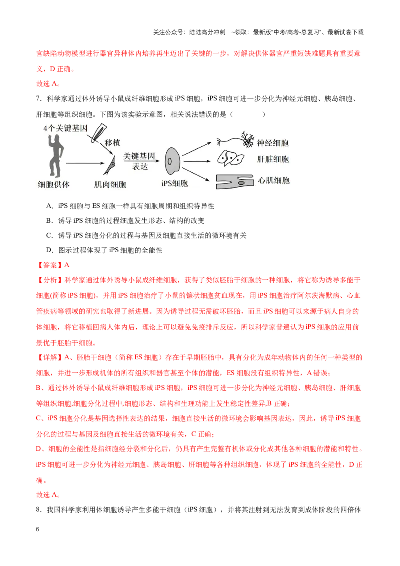 《热点04猪体内培养出实体人源器官-（解析版）_06-生物-高考总复习_专项复习_2024年_2024年高考生物热点情境解读与知识链接8份_资料_1-资料》第6页预览