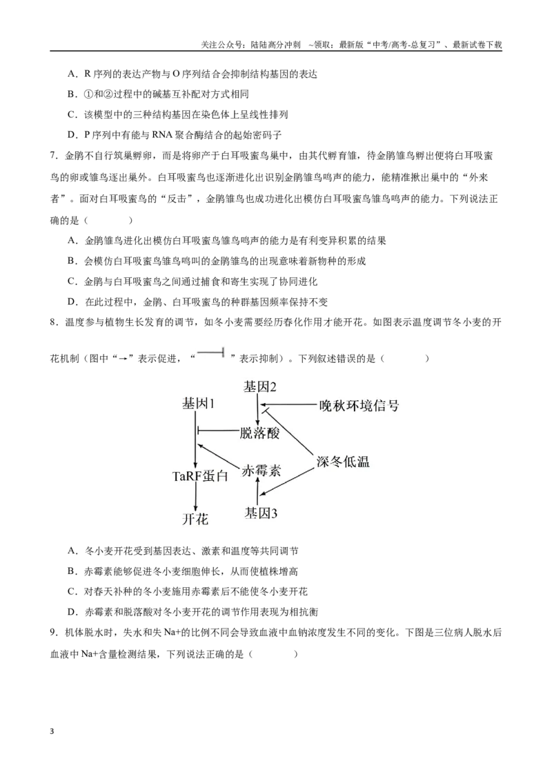 《生物（山西、陕西、宁夏、青海通用）（考试版）_06-生物-高考总复习_专项复习_2025年_2025年高考第一二三次模拟卷（多地区）生物_2025年高考生物第三次模拟考试21套》第3页预览