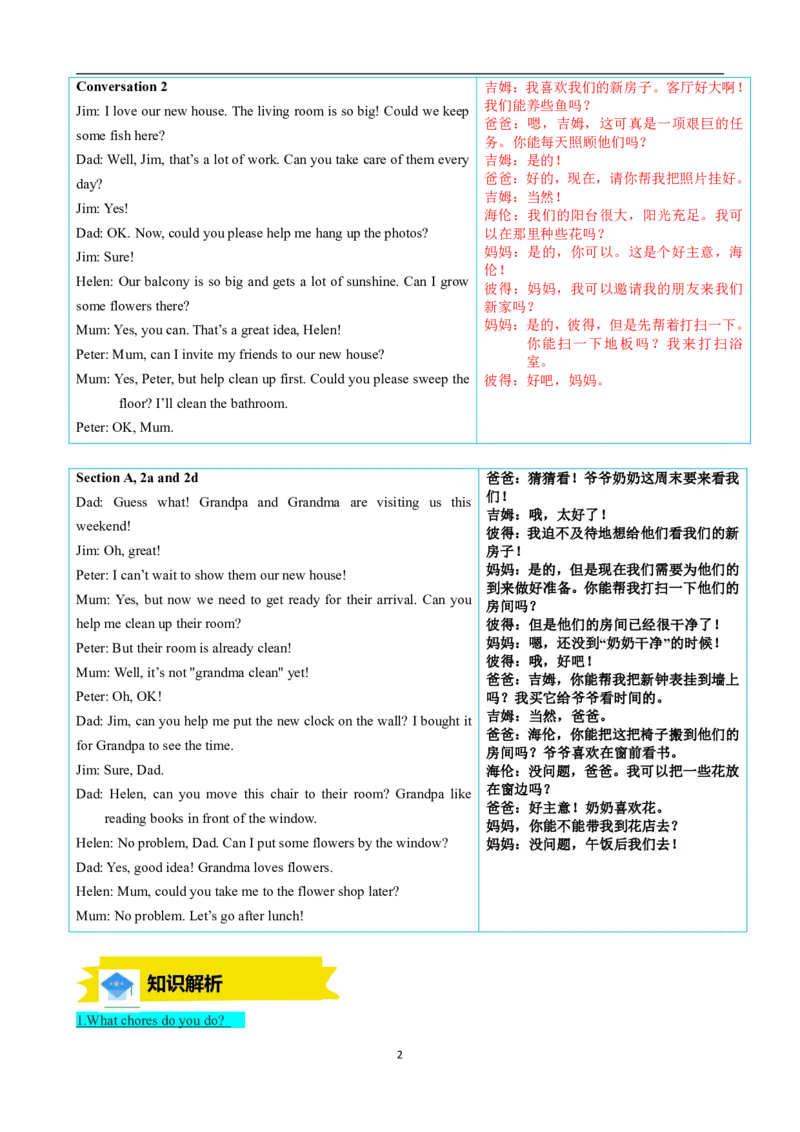《人教2026版《暑假预习讲义》专题03Unit2HomeSweetHomeSectionA（解析版）_26秋初中教辅资料_26秋初中《暑假预习》_（英语）2026版初中《暑假衔接讲义》新8年级上册（人教）01套》第2页预览