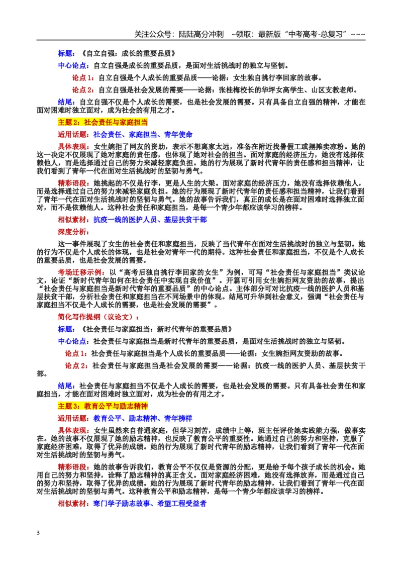 《热点话题04：高考后挑扁担的女生—自立自强：时代青年的担当与成长_专项复习_2026年-语文专项复习_2026年高考语文作文热点素材积累运用（时代人物+时评精选+作文赏析）-G96_资料》第3页预览