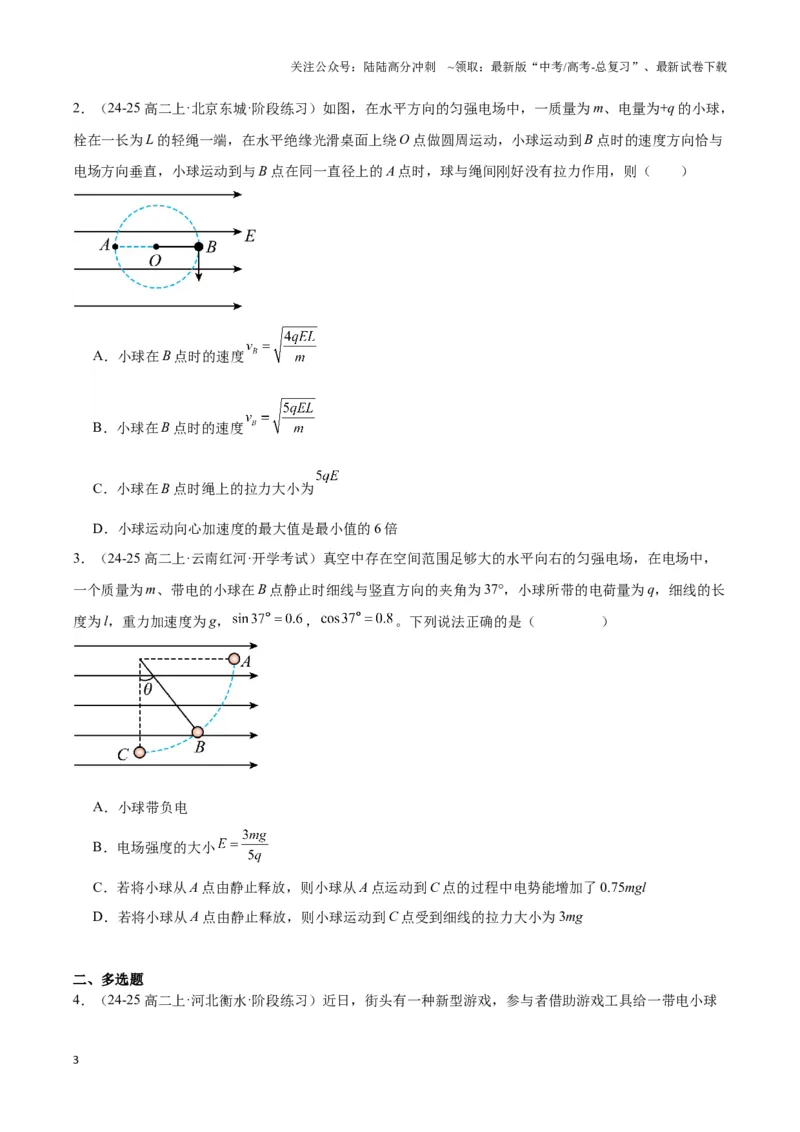 《专题10等效重力场模型（学生版）_04-物理-高考总复习_专项复习_2025年_2025年高中高考物理模型与方法_资料_3高中（全册）_必修第三册》第3页预览