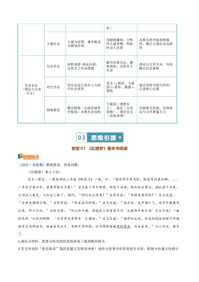 《清单01整本书阅读（《红楼梦》《乡土中国》）（知识·方法·能力清单）（学生版）(1)_二轮复习_2026年-语文二轮复习_2026年高考语文二轮复习知识清单（全国通用）-G448_2026版》第9页预览