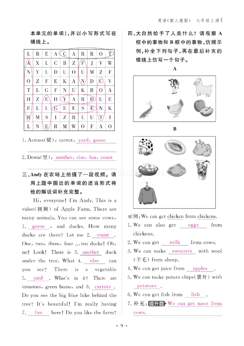 《2027《初中同步智慧作业本》英语7上(RJ)教用_2027版初中《同步智慧作业本》7年级上册（语数外）（人教）》第10页预览