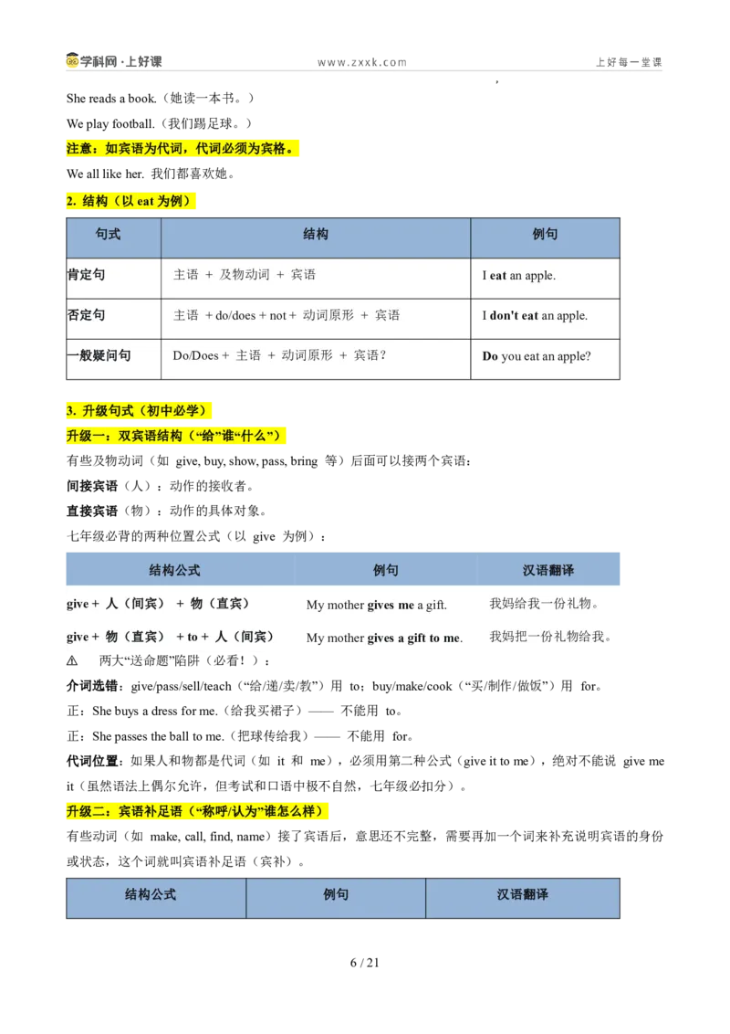 《专题06三大句型结构+Therebe句型（暑假复习讲义）（解析版）_26秋小学初中各机构教辅大合集（一本、教材帮、阳光同学、王朝霞、实验班、小典中点、上分卷、白欧、课堂笔记等等）》第6页预览