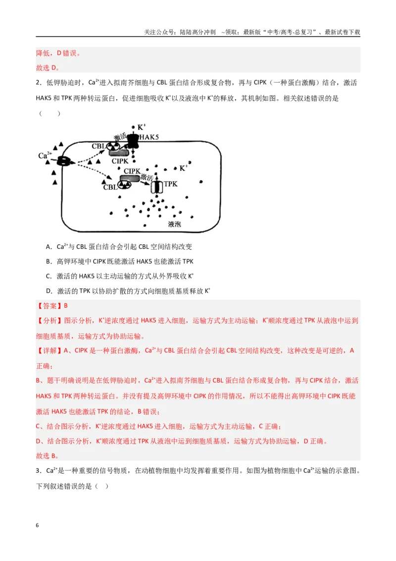 《猜押03细胞代谢（教师版）_06-生物-高考总复习_专项复习_2025年_2025年高考生物抢分秘籍（新高考专用）_2025版》第6页预览