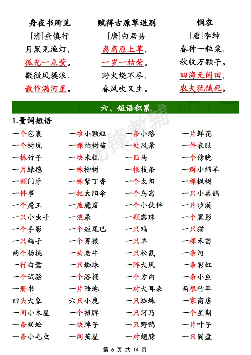 《B20124二年级（下）语文全册重点知识大盘点(微信564455174)_2年级下册同步教辅_2下-语文_二下语文-重点必备资料》第6页预览