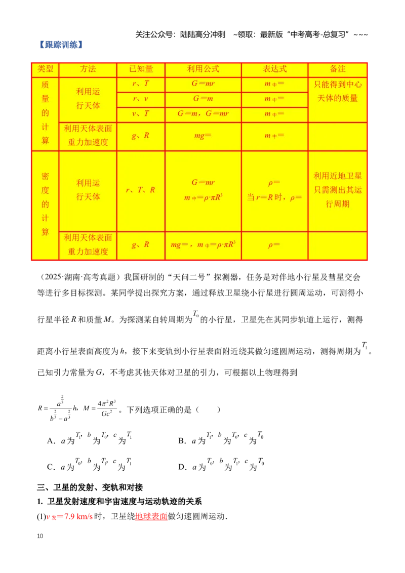 《专题06万有引力与航天（知识清单）（全国通用）（学生版）_04-物理-高考总复习_一轮复习_2026年-物理高考一轮复习_2026年高考物理一轮复习讲义+练习+课件（新教材新高考）-G55_2026版》第10页预览