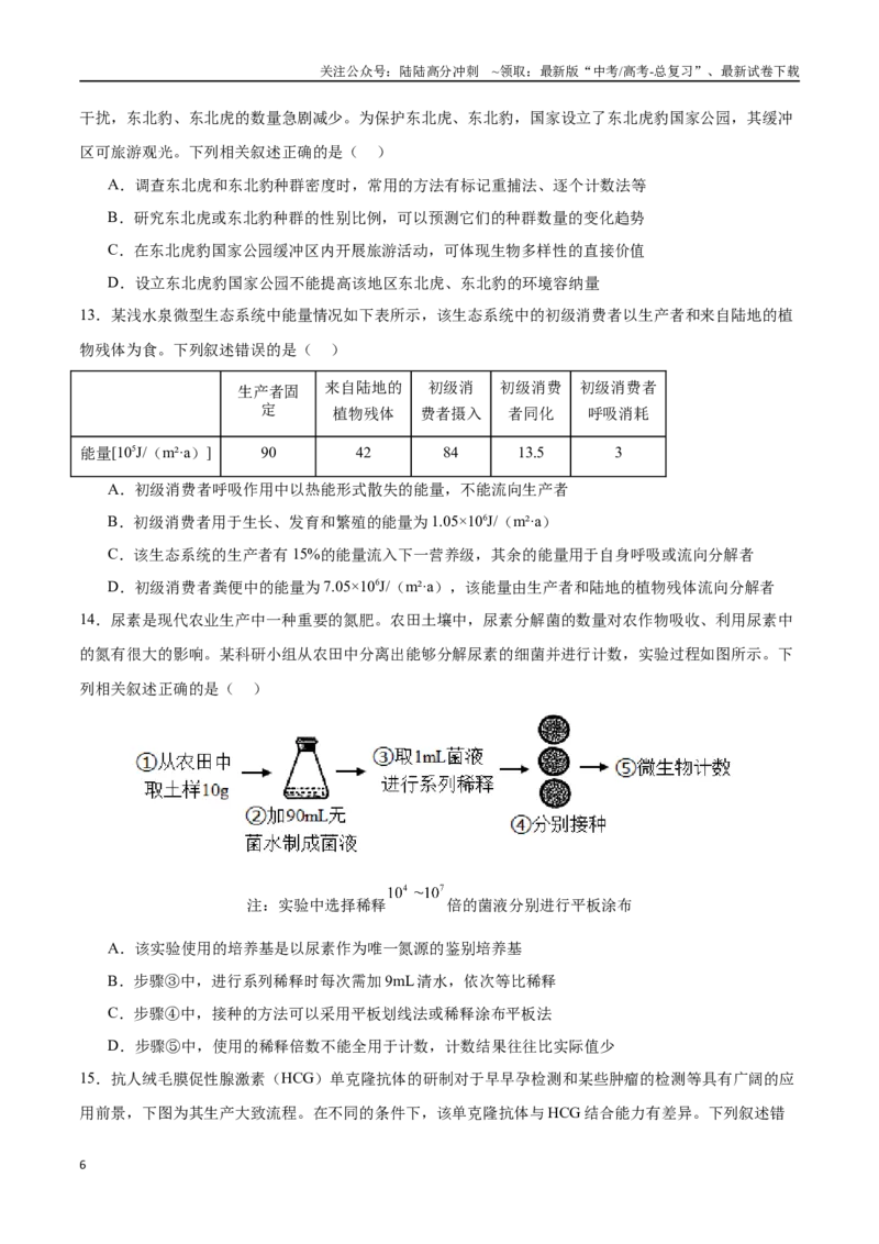 《生物（安徽卷）（考试版）_06-生物-高考总复习_二轮复习_2025年_2025年高考生物第二次模拟卷26套_生物（安徽卷）_生物（安徽卷）-学易金卷：2025年高考第二次模拟考试》第6页预览