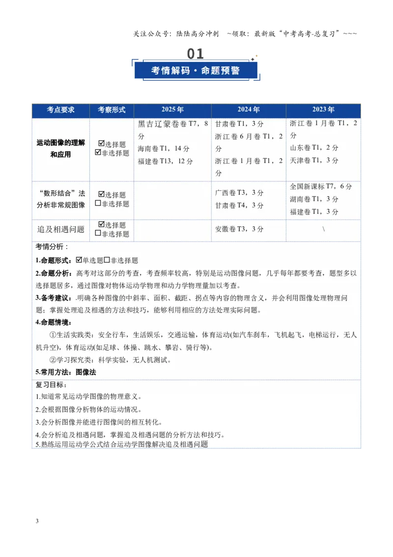 《第03讲运动学图像追击相遇问题（复习讲义）（湖南专用）（教师版）_04-物理-高考总复习_一轮复习_2026年-物理高考一轮复习_2026年高考物理一轮课件+讲义+练习（湖南专用）-G331》第3页预览
