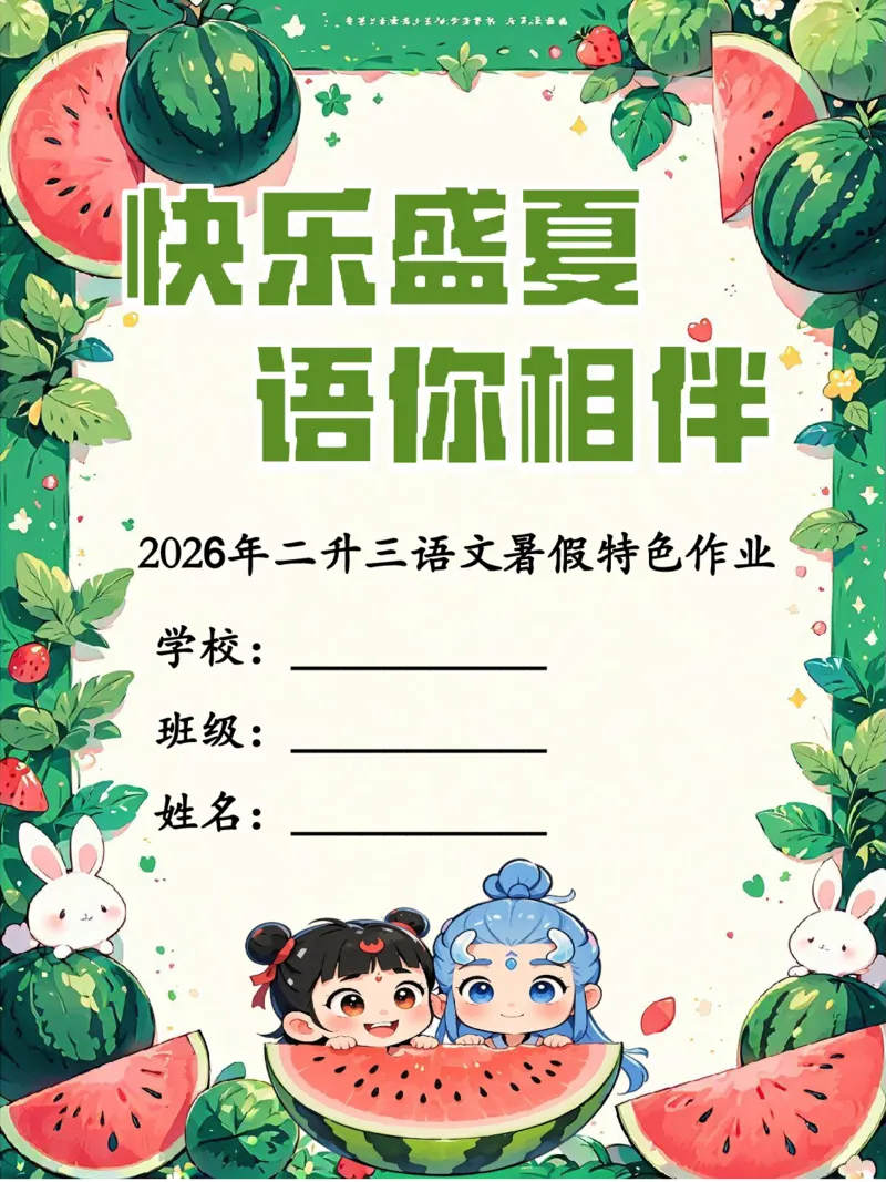《二年级语文暑假作业_26秋小学初中各机构教辅大合集（一本、教材帮、阳光同学、王朝霞、实验班、小典中点、上分卷、白欧、课堂笔记等等）_26秋小学教辅资料》第1页预览